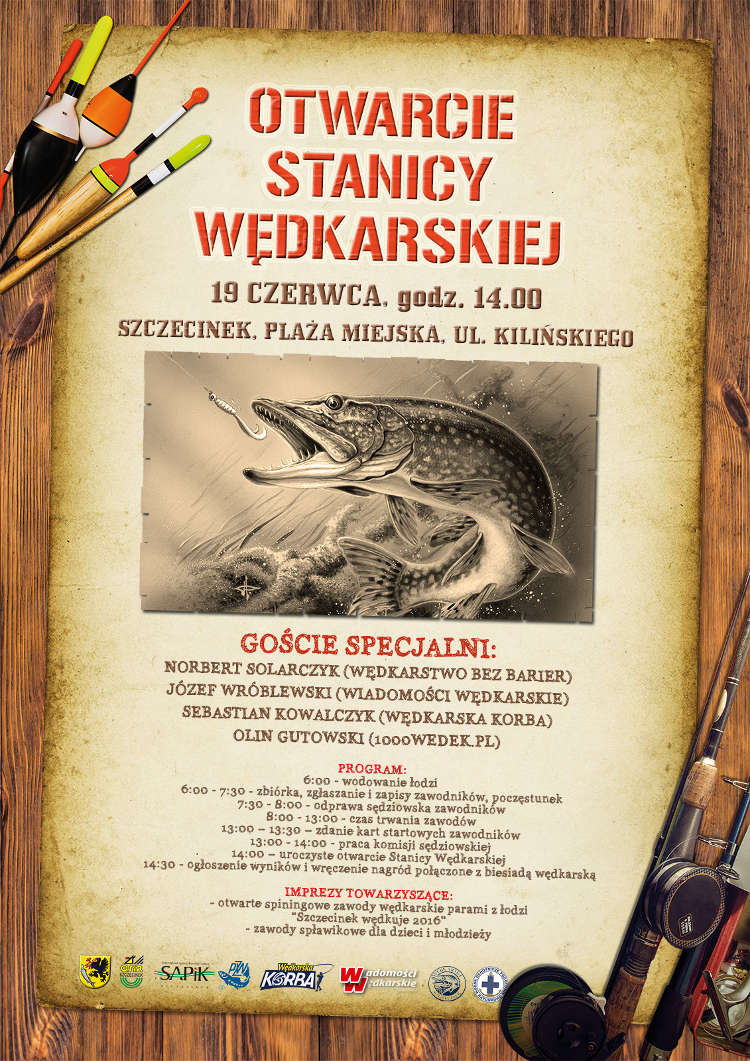 Plakat z okazji otwarcia Stanicy Wędkarskiej w Szczecinku